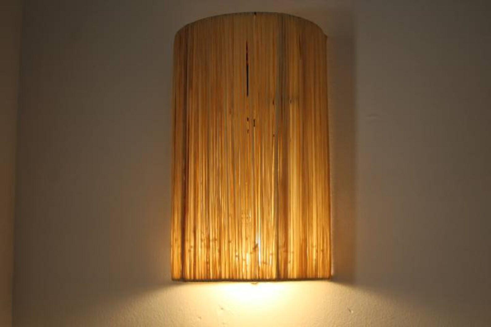 Set for 3x best raffia light cane wall light sconces made by Etsy