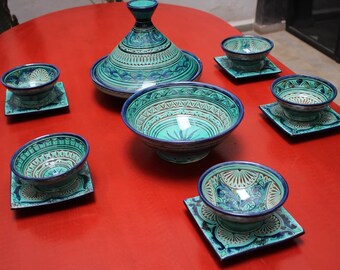 Ánimo gráfico callejón Juego de vajilla de cerámica marroquí hecho a mano perfecto - Etsy España