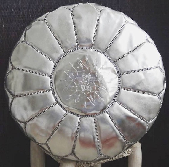 Silver pouf ottoman deals