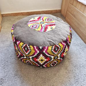 Set of one round Poufs, Home Floor Cushions, round Cushion Pouf, Ottomans pouf,  Moroccan Bohemian Pouffe