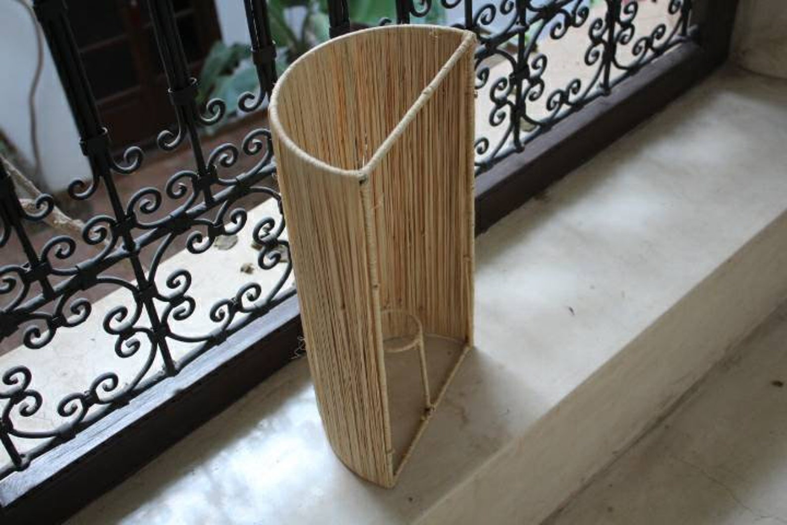 Set for 3x best raffia light cane wall light sconces made by Etsy