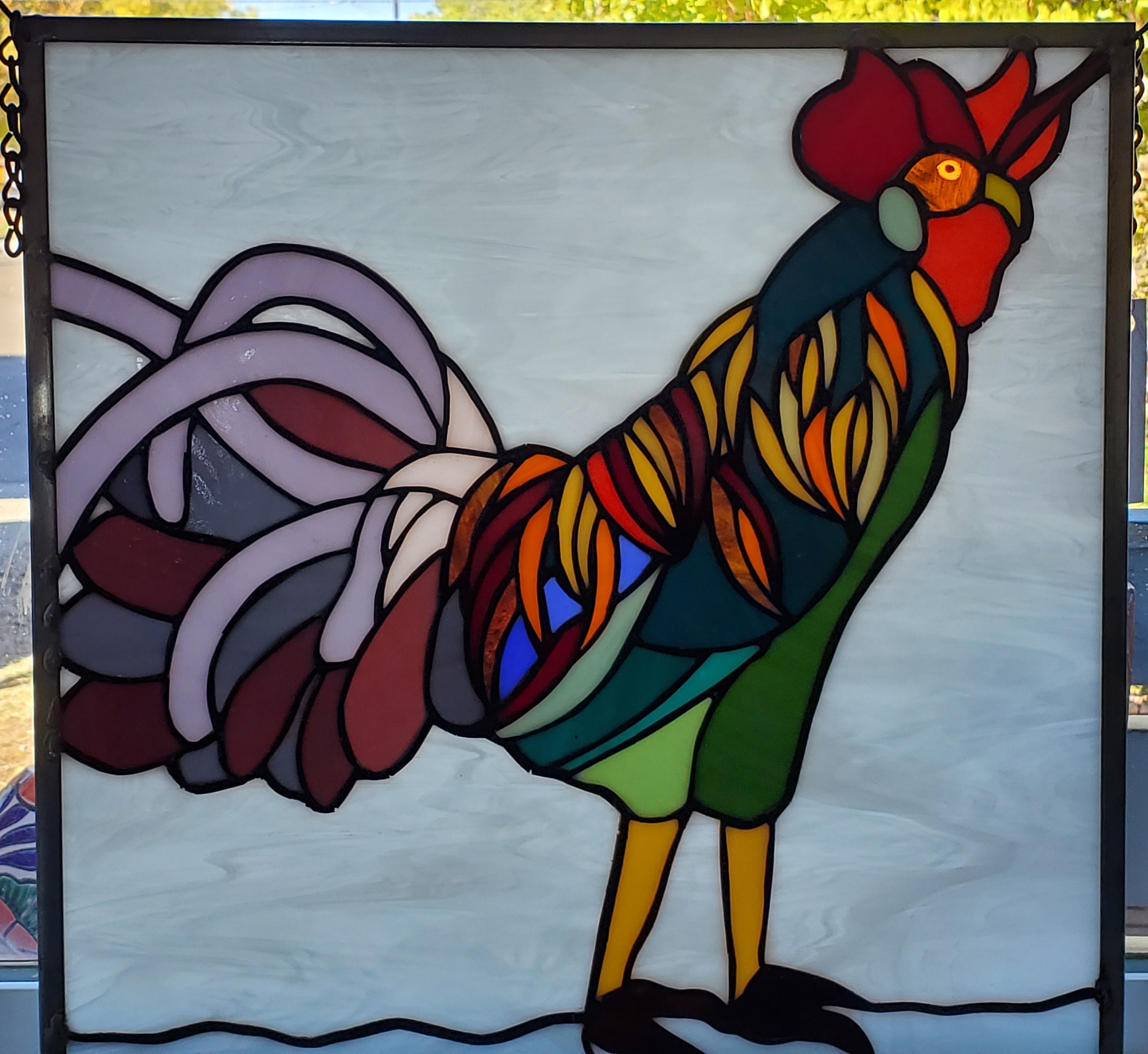 Rooster Stained Glass Panel - Etsy