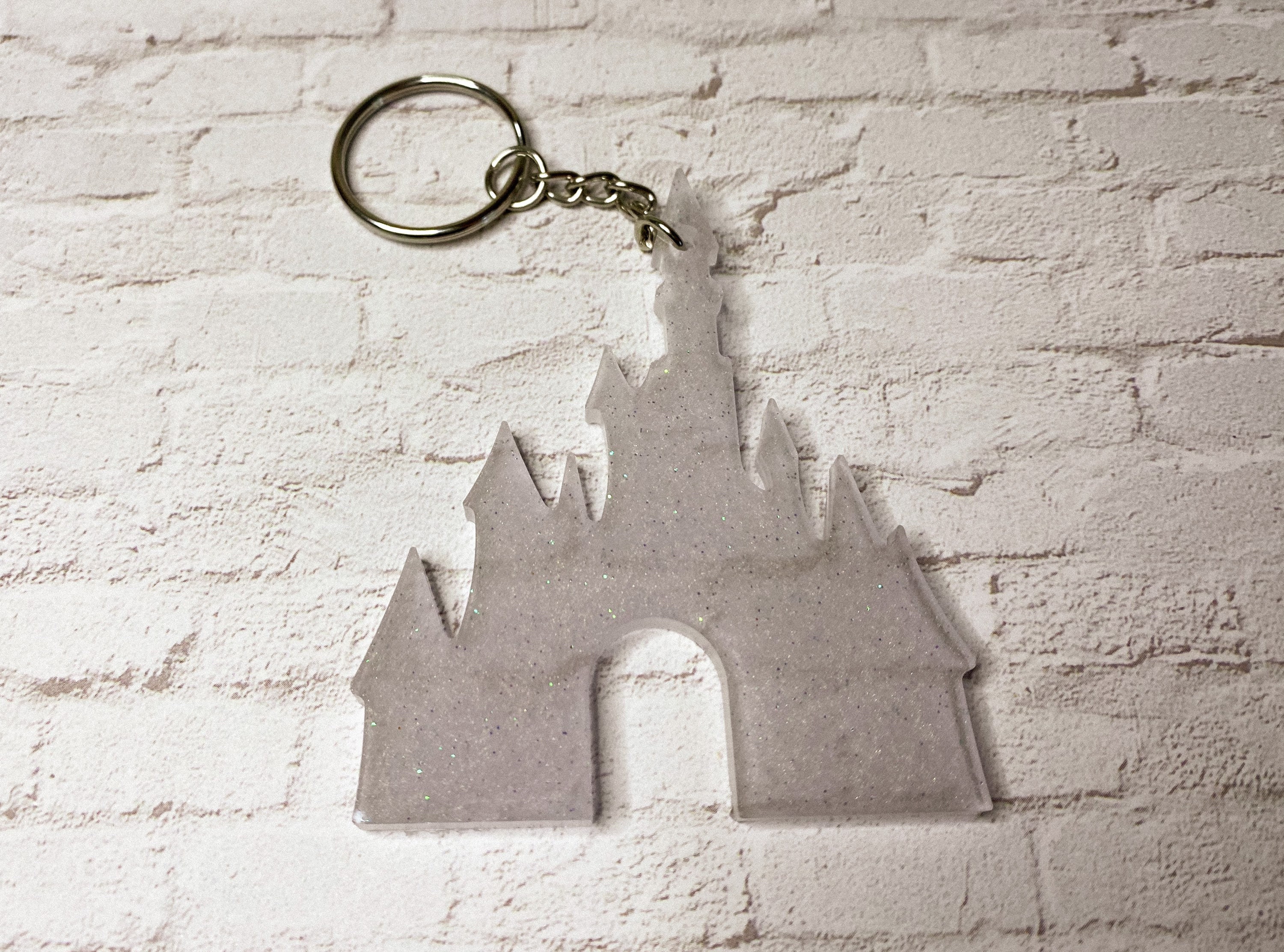Castle keychain princess castle glitter keychain milk bath Etsy