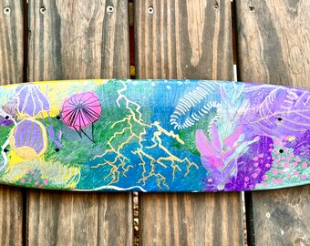 Vintage painted skateboard deck