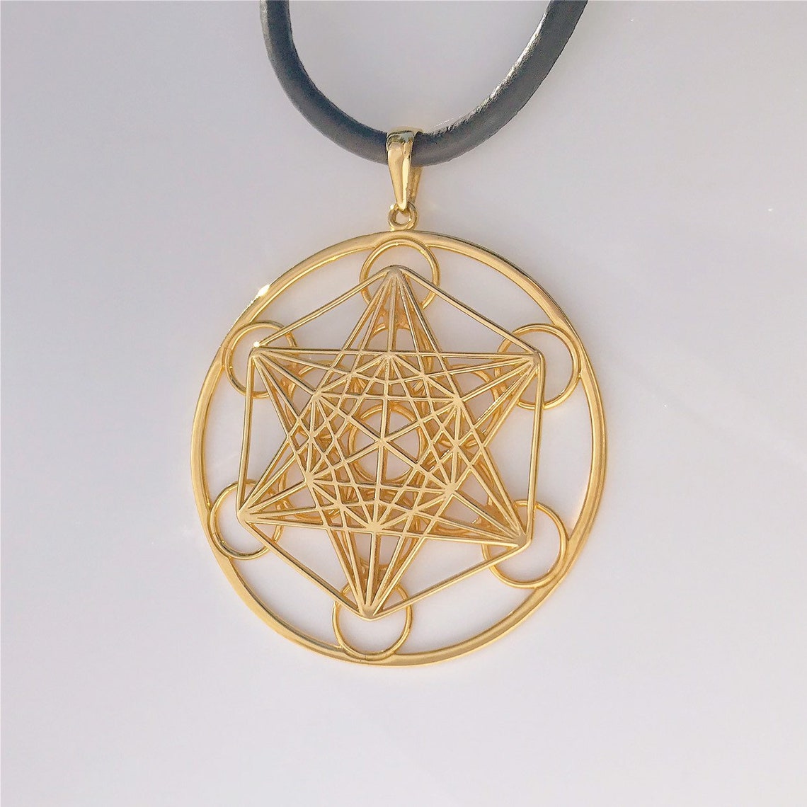 Metatrons Cube Silver Gold Pendant Sacred Geometry Etsy