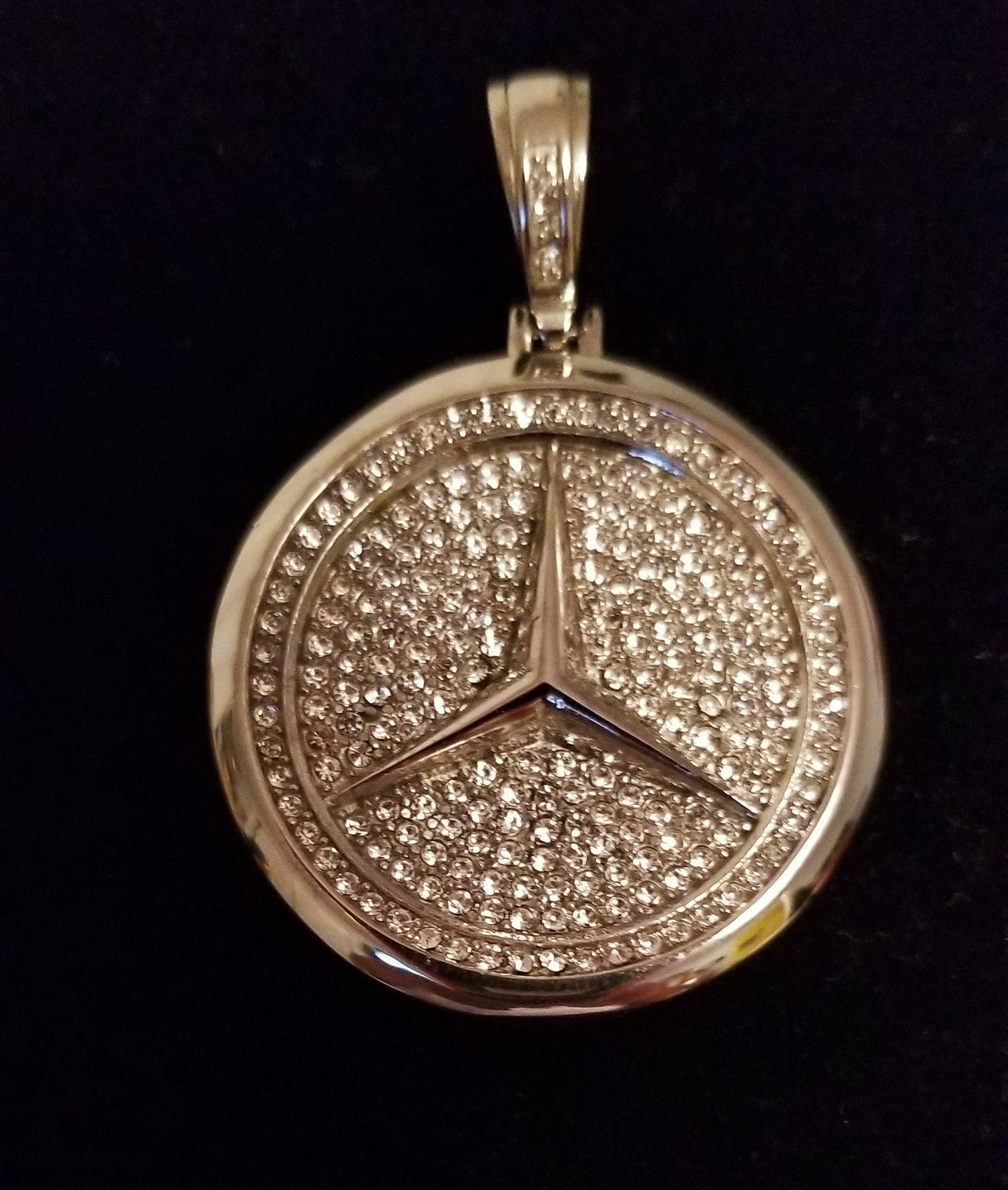 Iced Out Silver Pendant Etsy