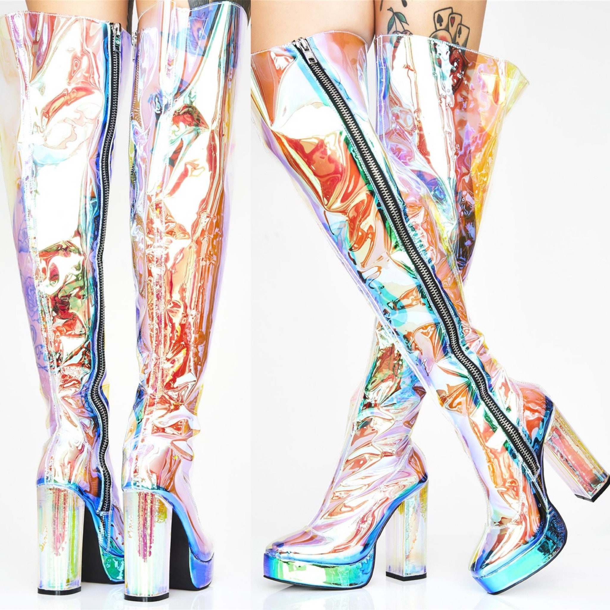 platform holographic boots