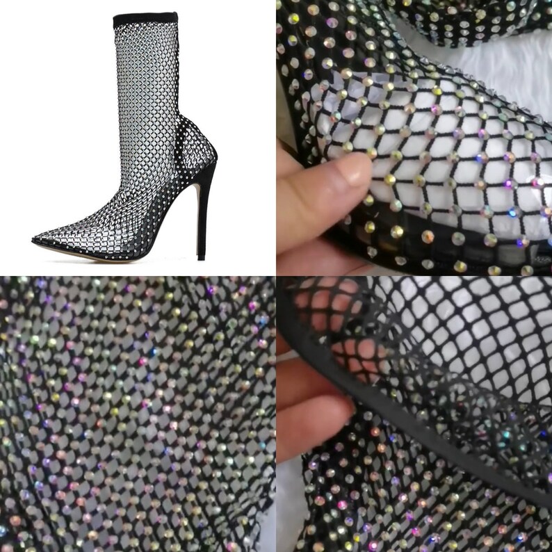 Sexy Thigh high stiletto ankle sparkle rhinestone Etsy