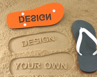 Design Your Own Flip Flops with sand imprint - many color combinations