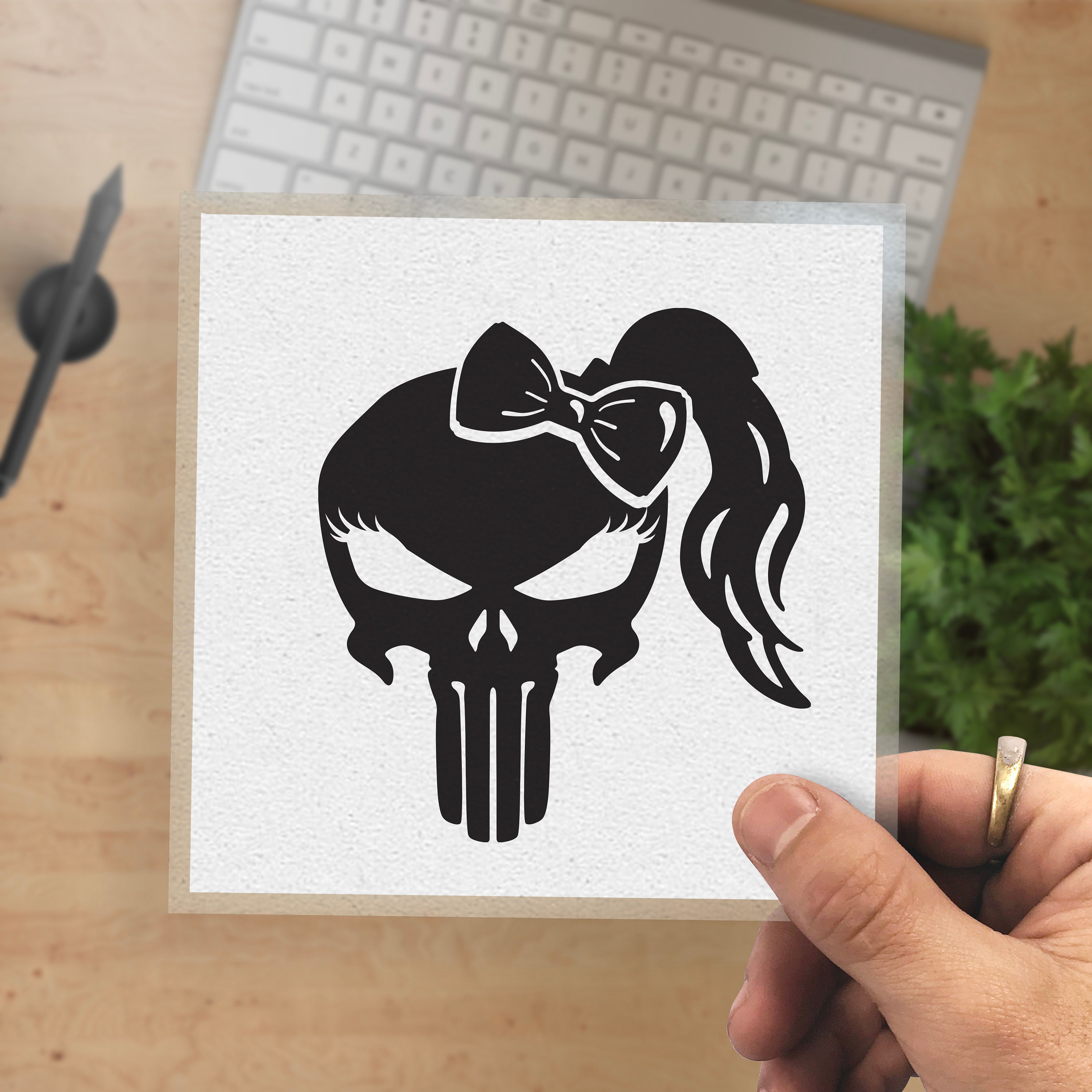 Punisher Skull With Long Hair Decal Sticker Heat Transfer - Etsy Punisher Skull With Long Hair Decal Sticker Heat Transfer - Etsy
