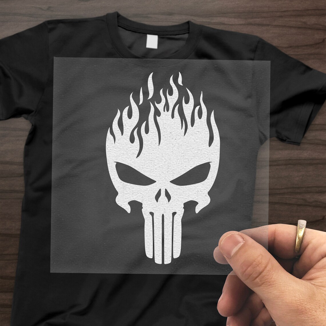 Flame Punisher Skull Decal Sticker & Heat Transfer Gift for Etsy