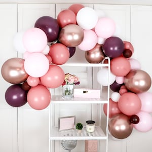 DIY Balloon Garland Kit w/ Hooks. Burgundy, Pastel Matte Pink, Mauve & Chrome Rose Gold Arch Kit. Bridal Shower, Girl Baby Shower, Birthday