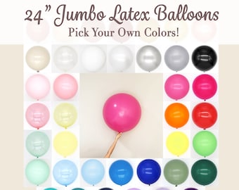 Globos de látex jumbo de 61 cm. Elige tus propios colores de un surtido premium. Arco de guirnalda de globos, paquete de ramos de globos, accesorio para fotos.