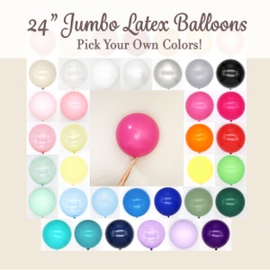 24 inch Jumbo Latex Balloons. DIY Pick Your Own Colors from Premium Assortment. Balloon Garland Arch, Balloon Bouquet Bundle, Photo Prop