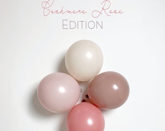 Kit de arco de guirnalda de globos de rosas color crema suave. Mezcla de tonos pastel neutros y suaves. Rosa rubor, topo, rosa malva empolvado. Boda, cumpleaños, baby shower de niña.