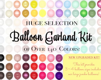 Kit de guirnalda de globos de lujo personalizado, arco de globos profesional con ganchos, 3+ tamaños de globos, ¡elige tus colores! Cumpleaños, graduación escolar.