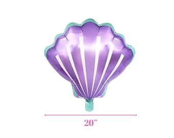 Globo de aluminio Mylar de 50 cm con forma de concha marina morada clara y concha de almeja lila, ideal para primer cumpleaños bajo el mar, baby shower de niña, fondo decorativo con guirnalda de globos