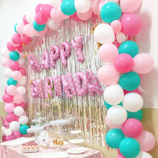 Hot Pink & Teal Blue Balloon Garland Arch Kit. Gender Reveal, Flamingo Baby Shower, Ice Cream + Donut First Birthday, Sweet 16 Wall Backdrop