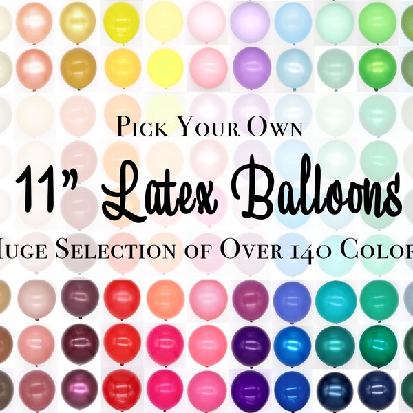 11" Individual Latex Balloons - Huge Assortment of 140+ Premium Colors. Qualatex, Tuftex, Balloon Bouquet Arrangement, Single Pick + Pack