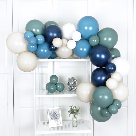 Buy Dusty Green & Pearl Navy Blue Balloon Garland Arch Kit. Muted