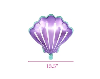 Mini globo de concha marina lila y morado de 33 cm, globo de aluminio Mylar con forma de concha de almeja en tonos lavanda pastel, ideal para baby shower de niña bajo el mar, decoración de pared con globos.