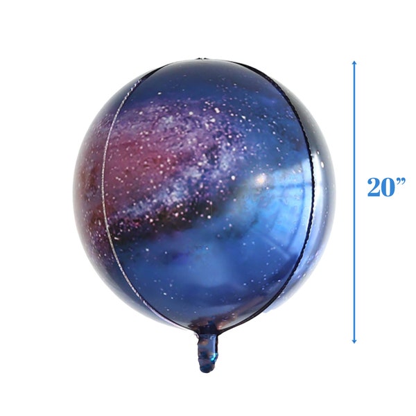 20" Navy Purple Outer Space Galaxy Star Planet, 3D Ball Foil Balloon, Interstellar Deep Cosmos, Interplanetary Universe, Two the Moon Party