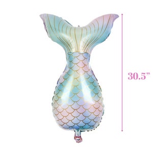 30&quot; Pastel Ombre Mermaid Tail, Fish Scale Mylar Foil Balloon, Under the Sea 1st Birthday, Girl Baby Shower, Balloon Garland Decor Backdrop