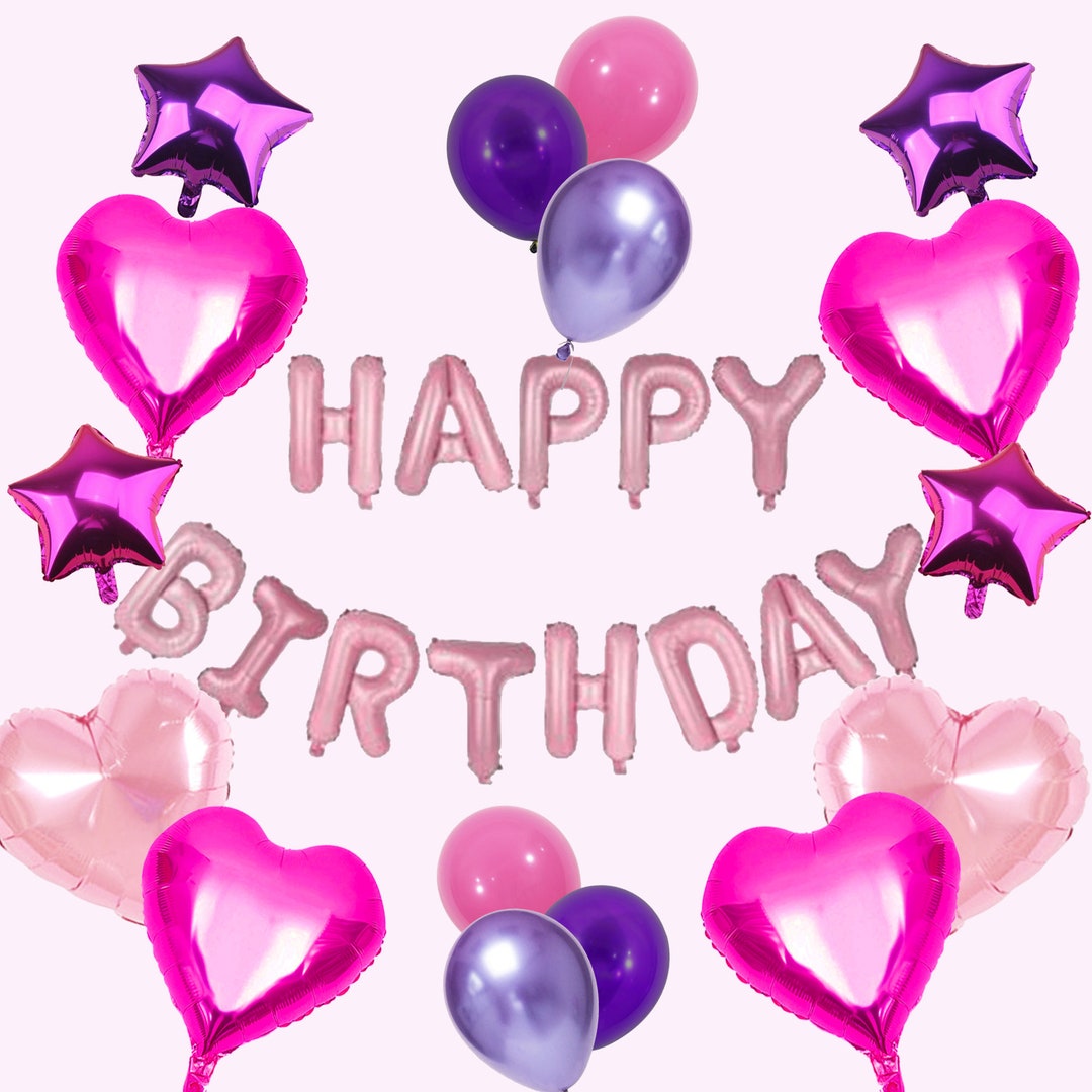 Pink Purple Happy Birthday Party Balloon Bundle Set. Party Decor Balloon  Arrangement for Girl First Bdays, Sweet 16, 21st, Bat Mitzvah - Etsy, image size:1080x1080