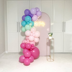 Pink, Mint Teal & Pastel Purple Balloon Arch Garland Kit. Mermaid Unicorn First Birthday, Girl Baby Shower, Butterfly Fairy Wall Backdrop
