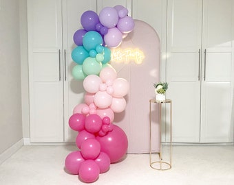 Pastel Matte Pink & Teal Balloon Garland Kit. Balloon Arch for Gender Reveal, Baby Shower, Sweet Ice Cream Donut First Birthday, Sweet 16