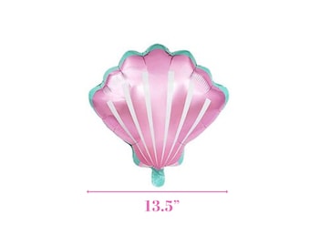 Globo de Mylar de 33 cm (13") con forma de concha marina rosa claro, globo de Mylar con forma de concha pastel, ideal para el primer cumpleaños, baby shower o como decoración para guirnalda de globos con temática marina.