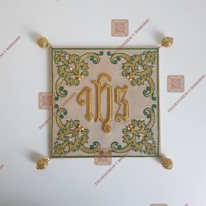 Pall Hand Made Embroidered with Silk/Metallic Yarn. 16 X 16cm