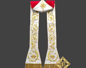 Estola litúrgica bordada a mano. Disponible en todos los colores litúrgicos.