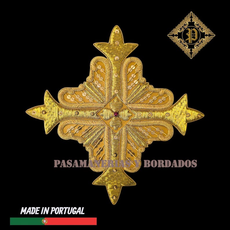 Hand Embroidered Cross for Liturgical Vestments image 1