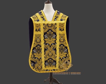 Roman Chasuble with Greek Metallic Brocade & Marian Emblem