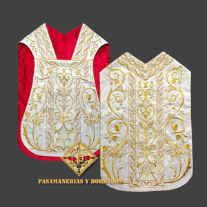 Chasuble Roman Handmade Embroidered Liturgical Vestments Low Mass Set.