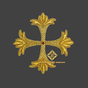 Hand Embroidered Metallic Cross