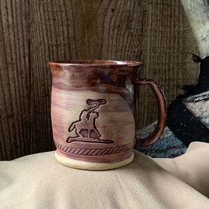 Handmade Rustic Stoneware Western Mug