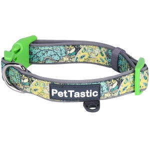Best Adjustable Padded Dog Collar Durable Soft Heavy Duty Pearl Aqua Paisley Pattern Outdoor & Indoor use for girls, boys, puppies, adults