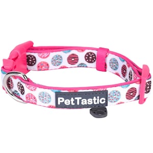 Best Adjustable Padded Dog Collar Durable Soft Heavy Duty Donuts Sweet Treat Design Outdoor & Indoor use for girls, boys, puppies, adults