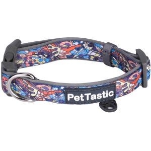 Best Adjustable Padded Dog Collar Durable Soft Heavy Duty Light Cornflower Paisley Pattern Outdoor Indoor use for girls boys puppies adults
