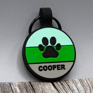 Silent Personalized Soundless Designer Pet ID Tag - Deep Engraved Silicone  Double Sided & Engraving Will Last Dog ID Tag Round Green