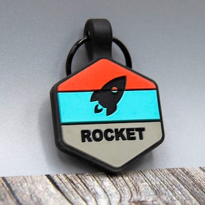 Silent Personalized Soundless Designer Pet ID Tag - Deep Engraved Silicone  Double Sided & Engraving Will Last Dog ID Tag Hexagon Red Blue