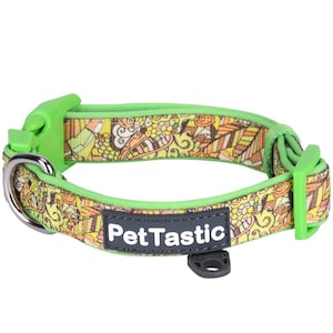 Best Adjustable Padded Dog Collar Durable Soft Heavy Duty Naples Yellow Paisley Pattern Outdoor Indoor use for girls, boys, puppies, adults