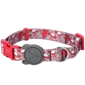 Best Adjustable Dog Collar Durable Soft Heavy Duty Fashionable Halloween Design Beauty & Skull Out/Indoor for girls, boys, puppies, adults