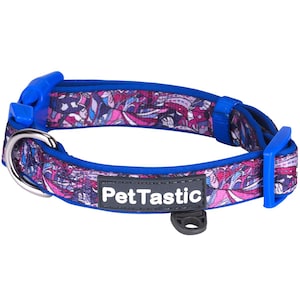 Best Adjustable Padded Dog Collar Durable Soft Heavy Duty Red Violet Paisley Pattern Outdoor & Indoor use for girls, boys, puppies, adults