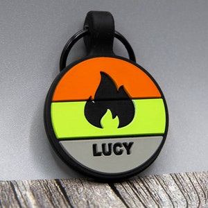 Silent Personalized Soundless Designer Pet ID Tag - Deep Engraved Silicone Double Sided & Engraving Will Last Dog ID Tag Round Orange Green