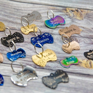 Personalized Designer Pet ID Tag - Deep Engraved Double Sided & Engraving Will Last Dog ID Tag Bow Tie Shape