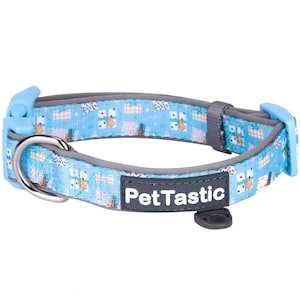 Best Adjustable Padded Dog Collar Durable Soft Heavy Duty Blizzard Blue Birthday Gift Outdoor & Indoor use for girls, boys, puppies, adults