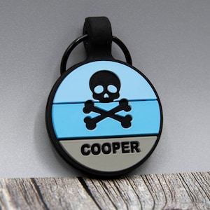 Silent Personalized Soundless Designer Pet ID Tag - Deep Engraved Silicone  Double Sided & Engraving Will Last Dog ID Tag Round Blue